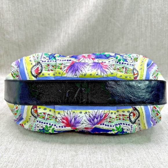 Sharif Large Leather Handbag w Matching Wallet Hand Painted Artsy Colorful EUC - Picture 6 of 16